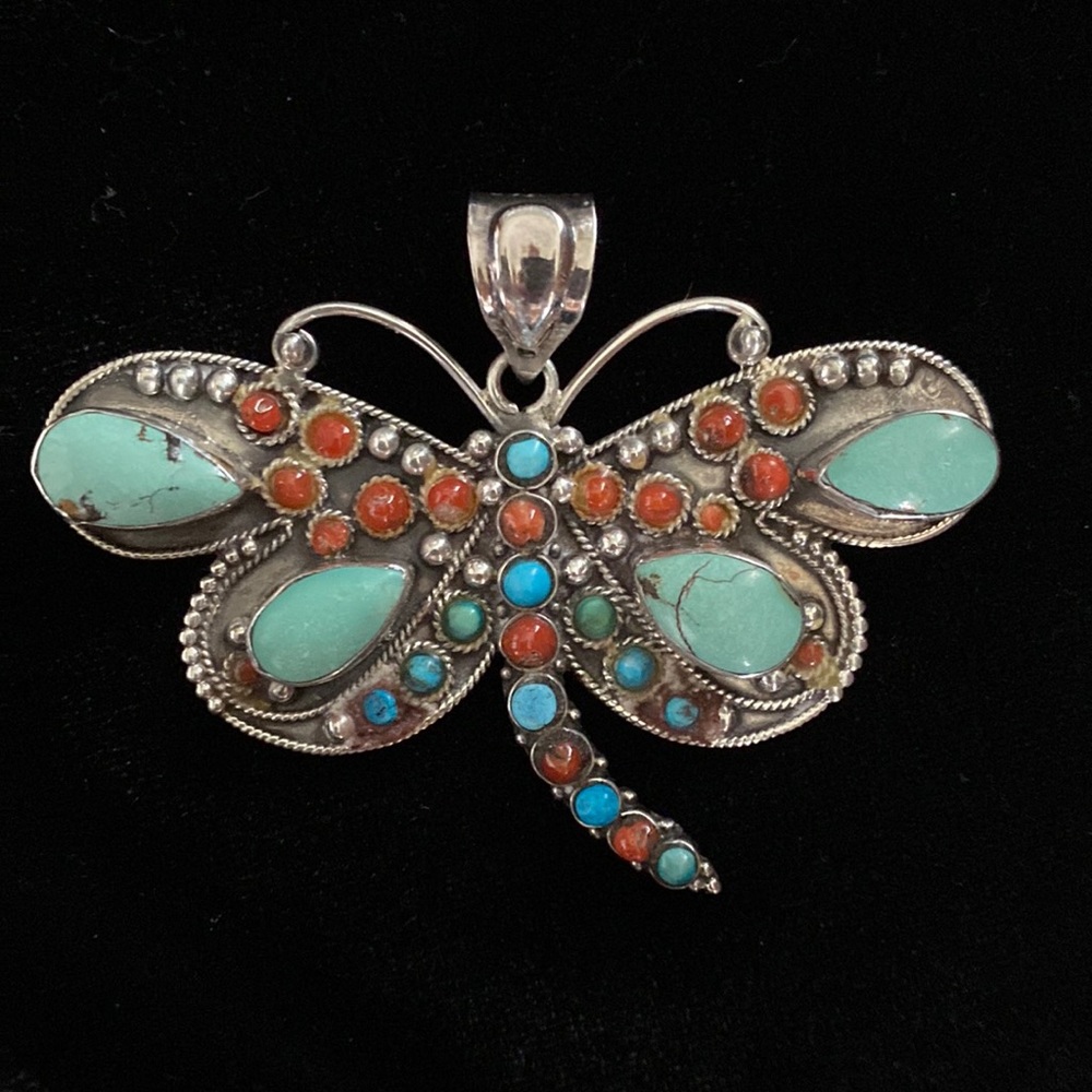 Sterling silver & turquoise butterfly pendant